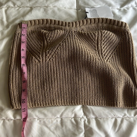 & Other Stories Tan Knit Strapless Top - Picture 7 of 9